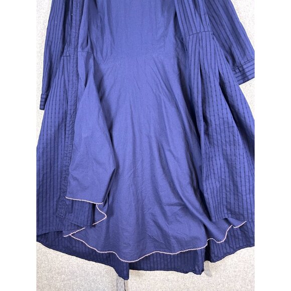 Moulinette Soeurs Anthropologie Dress Women's 8 Navy High Lo Button Up Cocktail - Picture 9 of 12